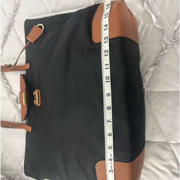 Tory Burch Black Nylon Tote/Camel Accents - Picture 13 of 16